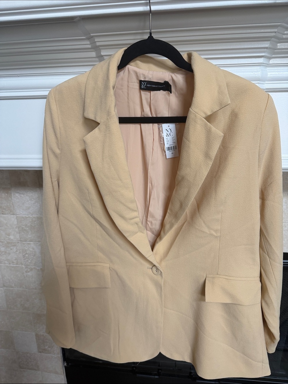 New York & Company Beige Single-Button Lightweight Blazer sz 1x